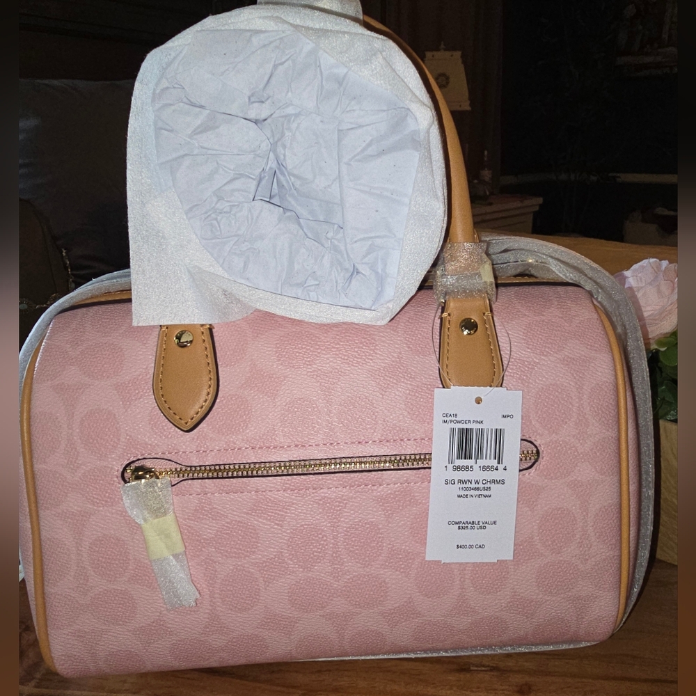 NWT Coach Medium Powder Pink Rowan STILL FACTORY WRAPPED - Picture 3 of 7